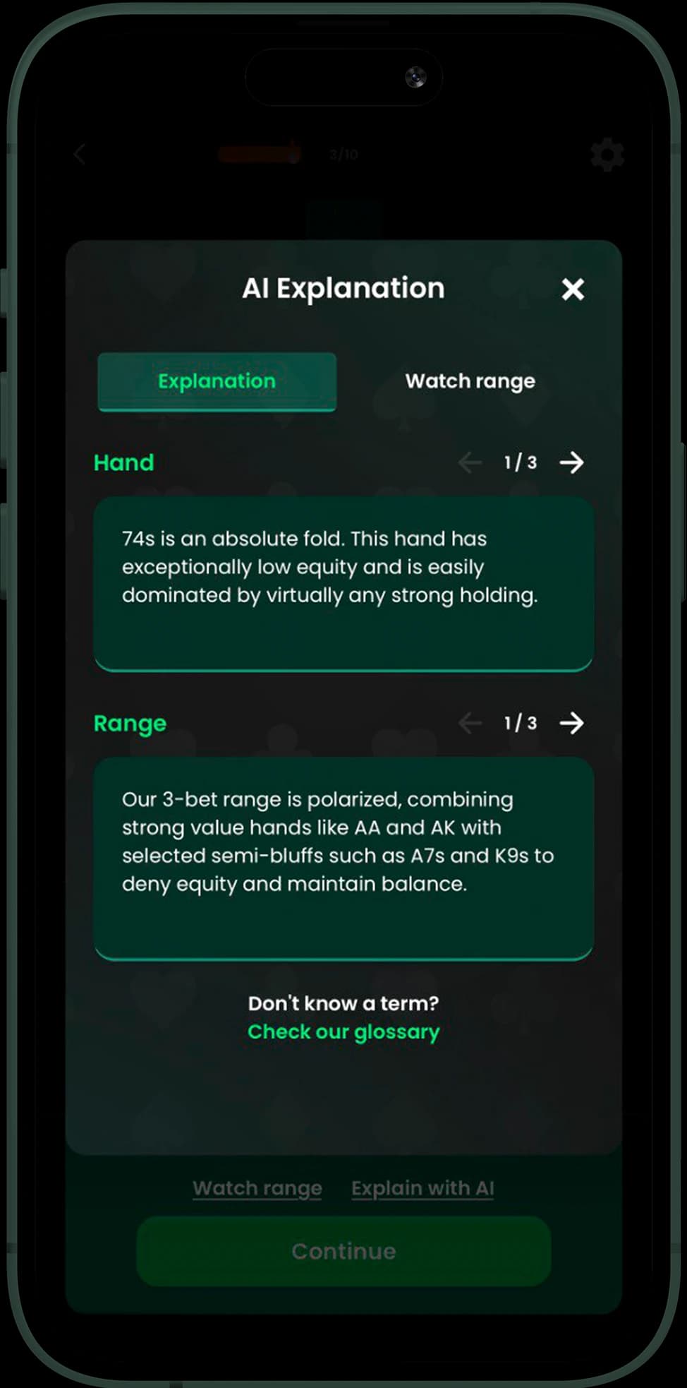 PreflopAI preflop practice app providing instant AI feedback