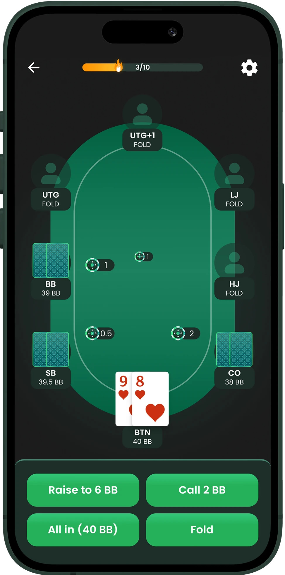 Preflop AI Android Mockup